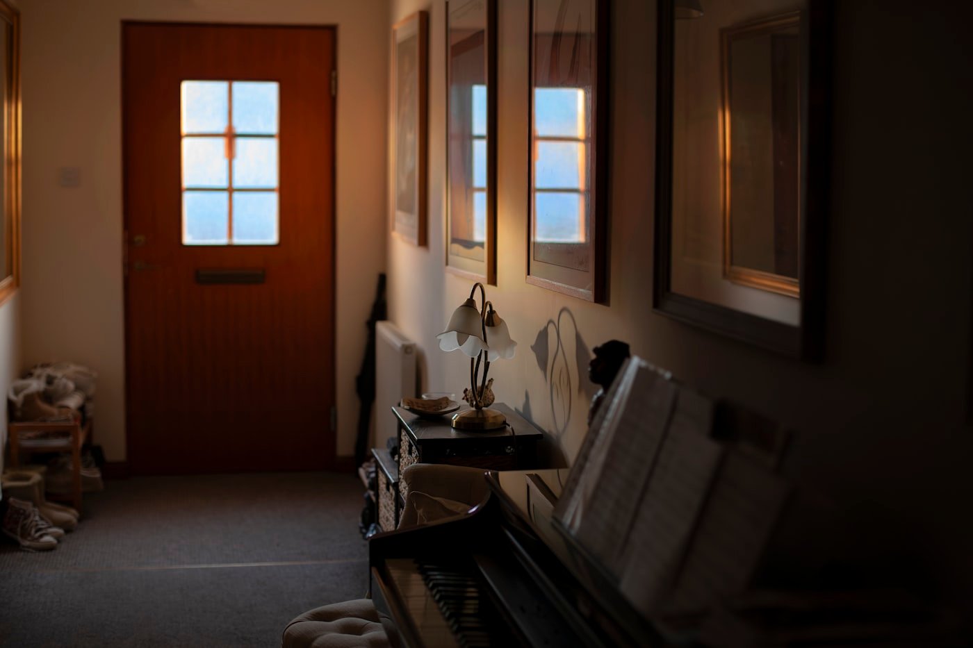 Warm home hallway in the evening