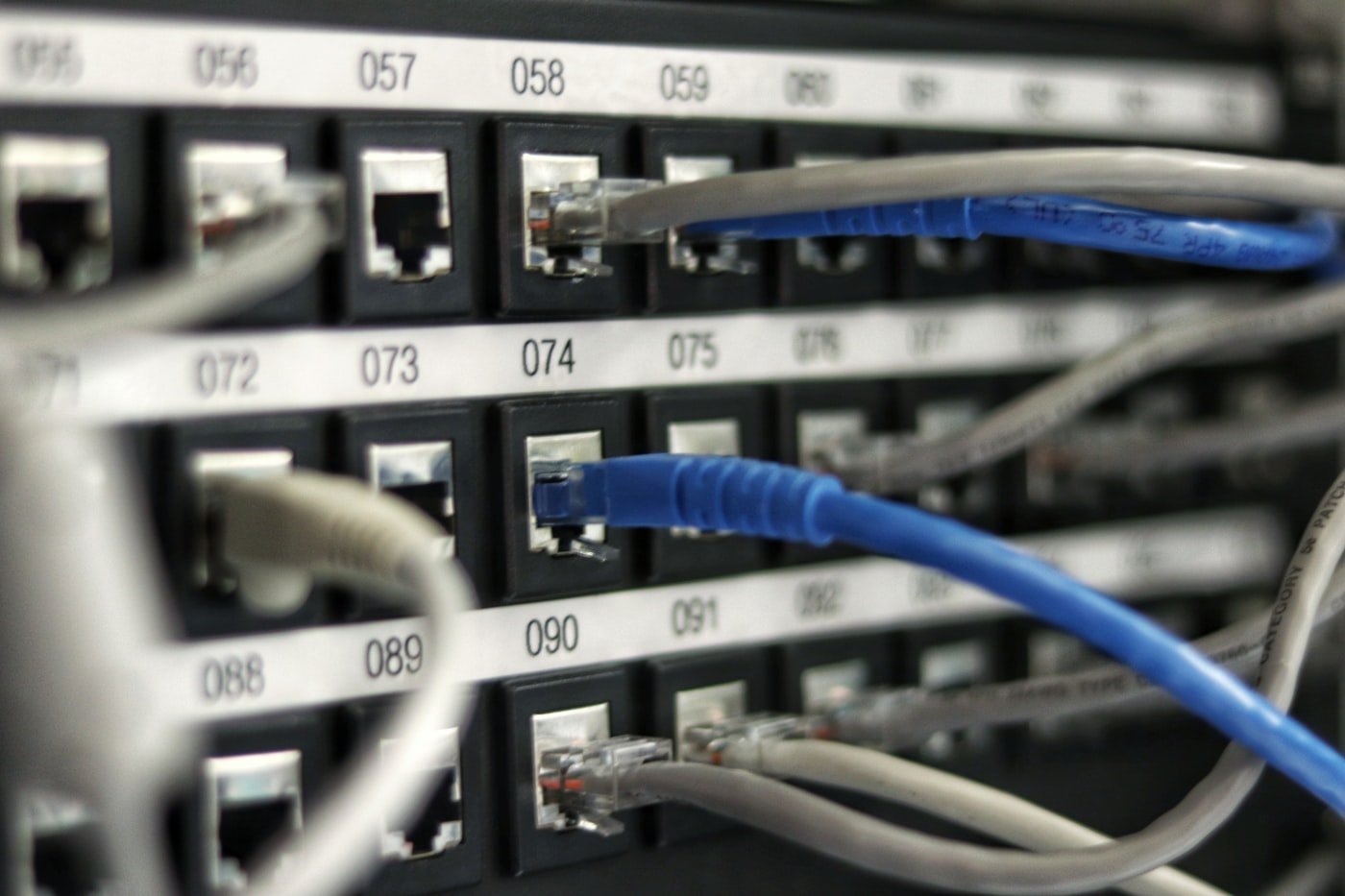 Network cables in a home rack
