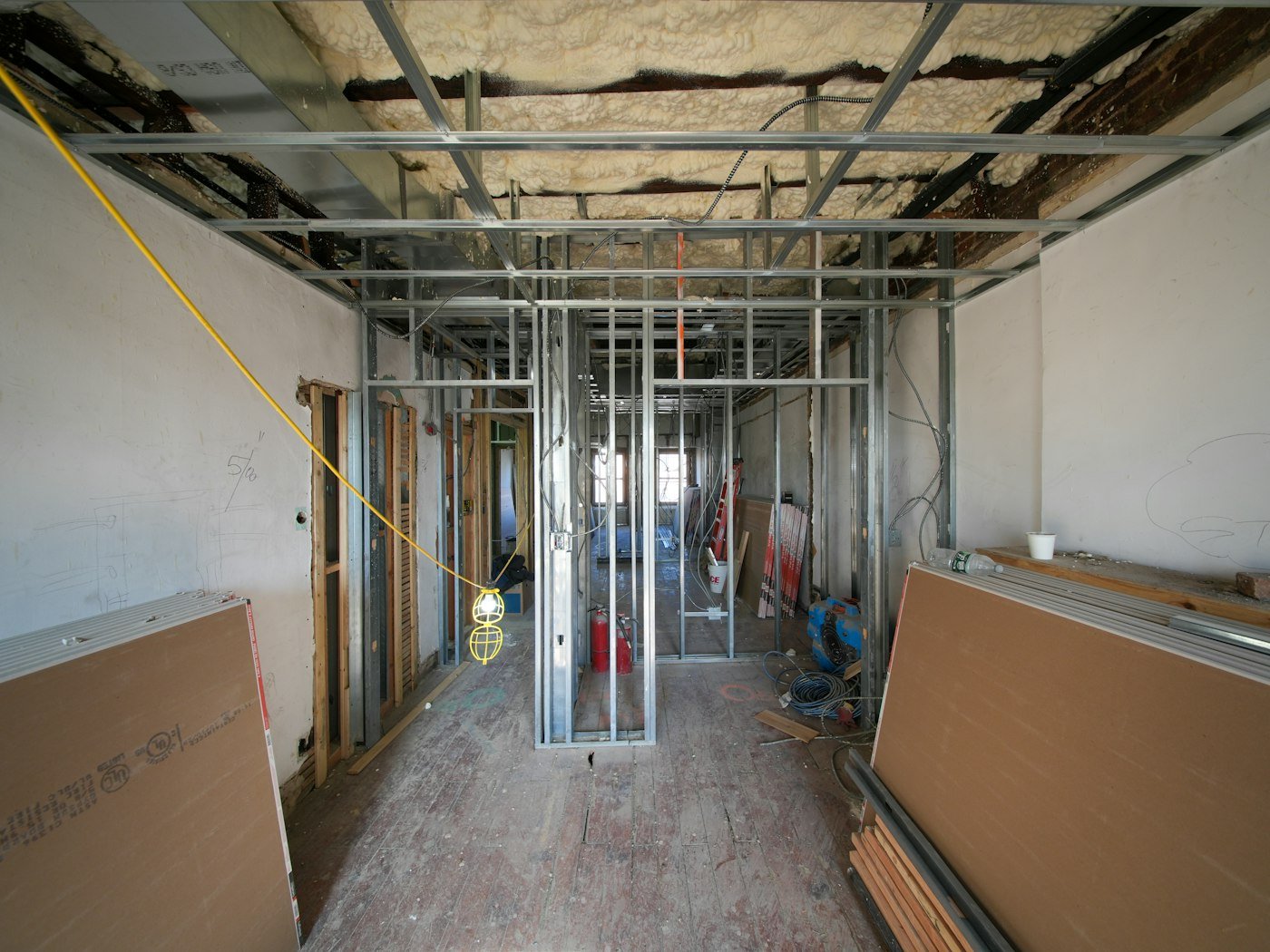 House interior during framing and rough-in